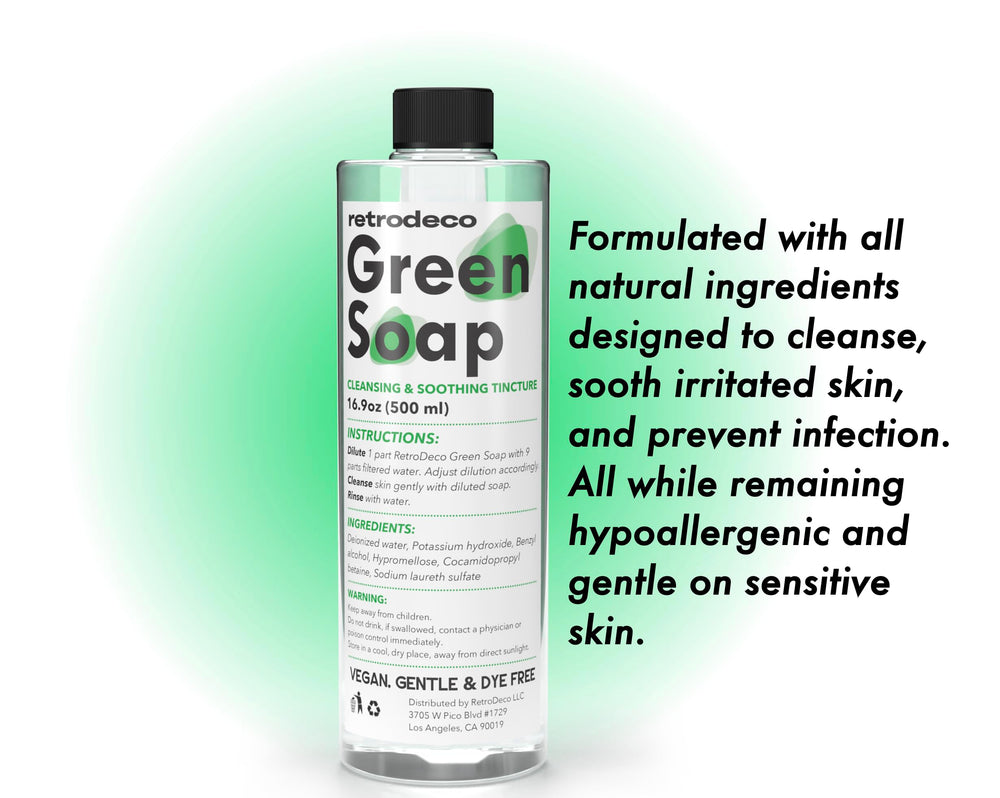 RetroDeco Green Soap packaging box communicates artist trust and portability.