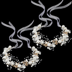 Retrowavy 2 Pcs flower headbands with rhinestones in gold for sparkling partywear.