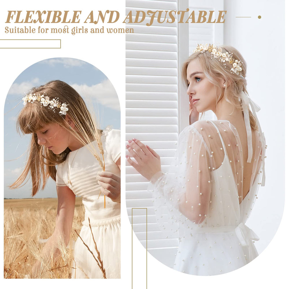 Retrowavy girl headpiece worn in hair demonstrates easy styling for events.