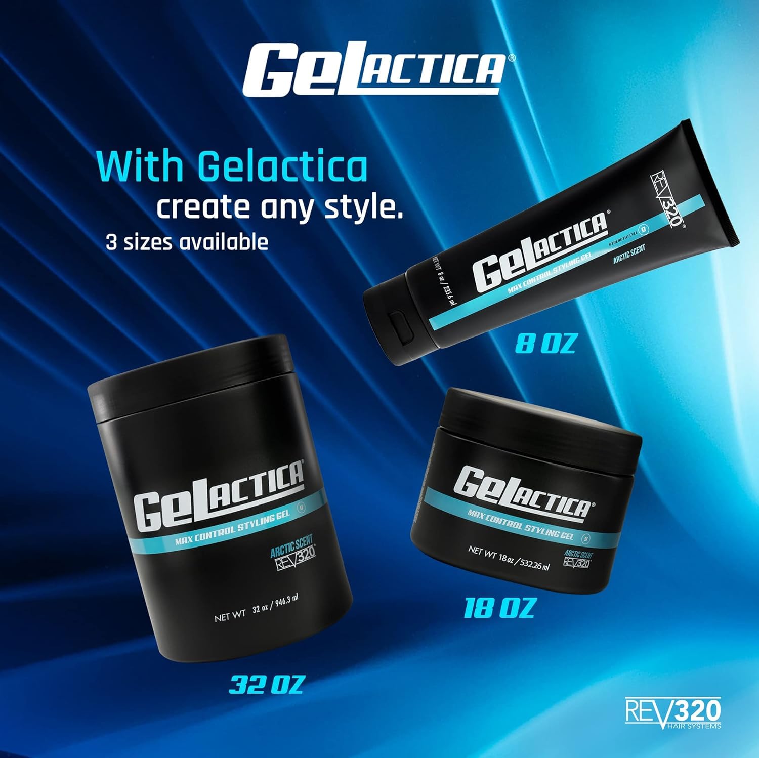 Rev320 hair gel slick-back styling in hand demonstrates strong hold for polished looks.