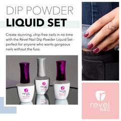 Revel Nail Base Coat close-up highlights smooth foundation for durable dip color.