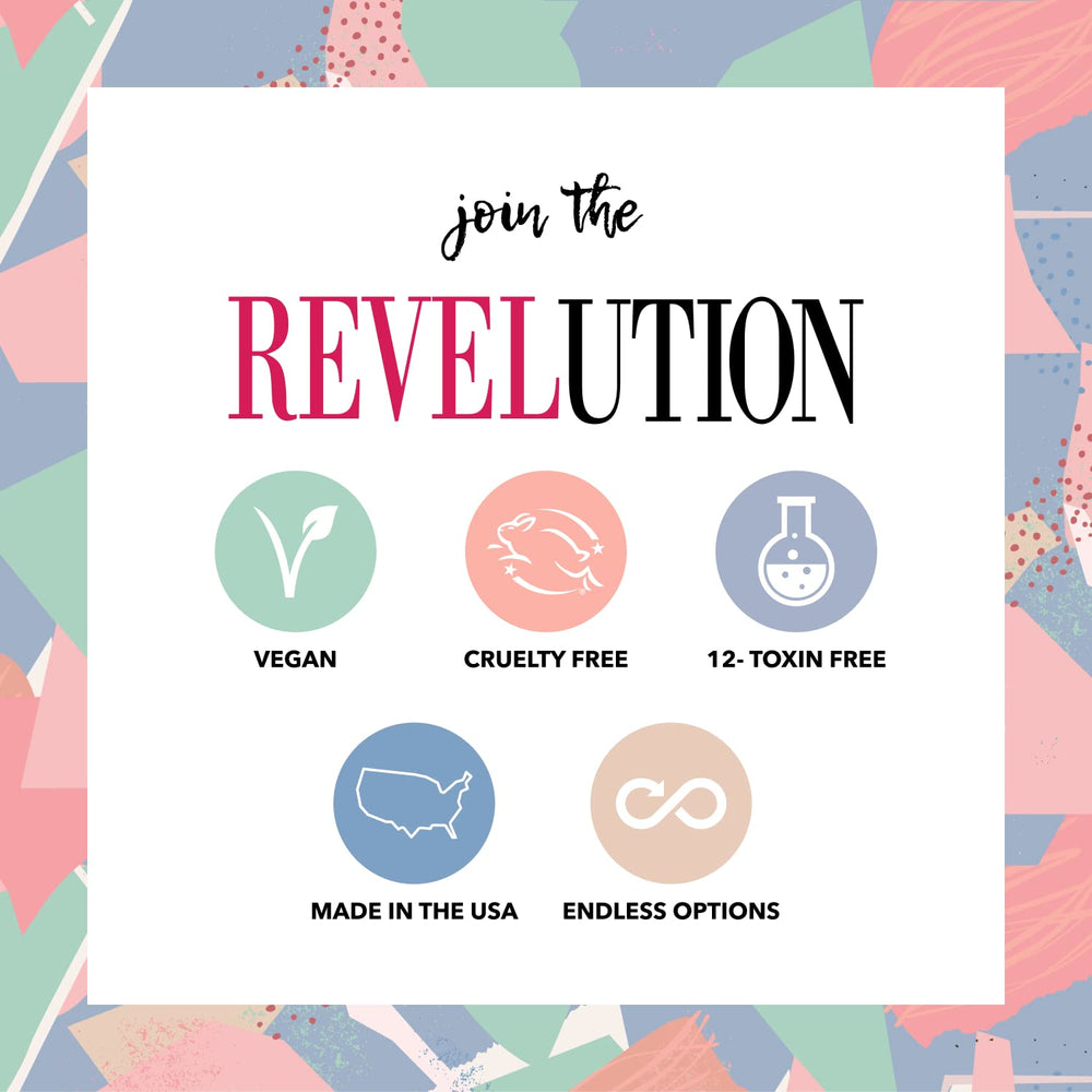 Revel Nail Made-in-USA logo signals quality, non-toxic and ethically produced in the USA.