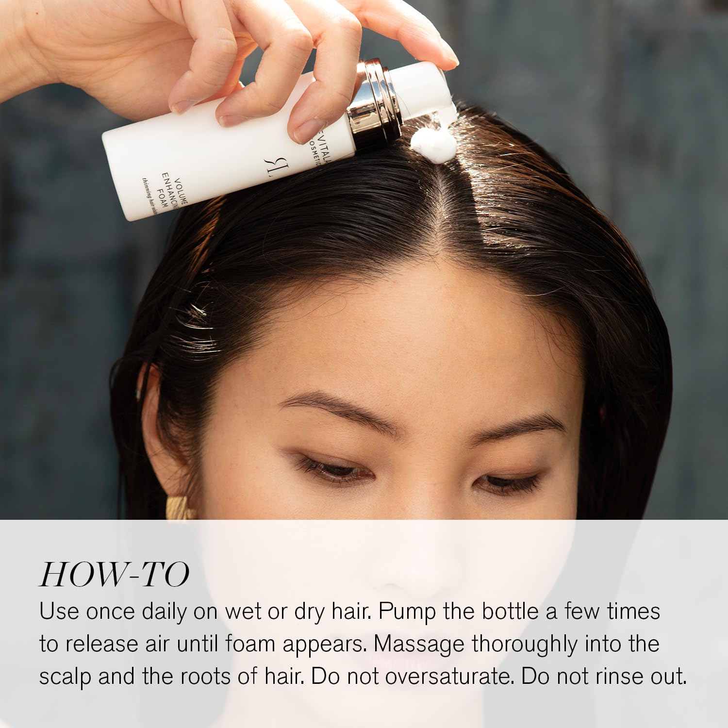 RevitaLash being applied to hair in hand to show easy styling and lift