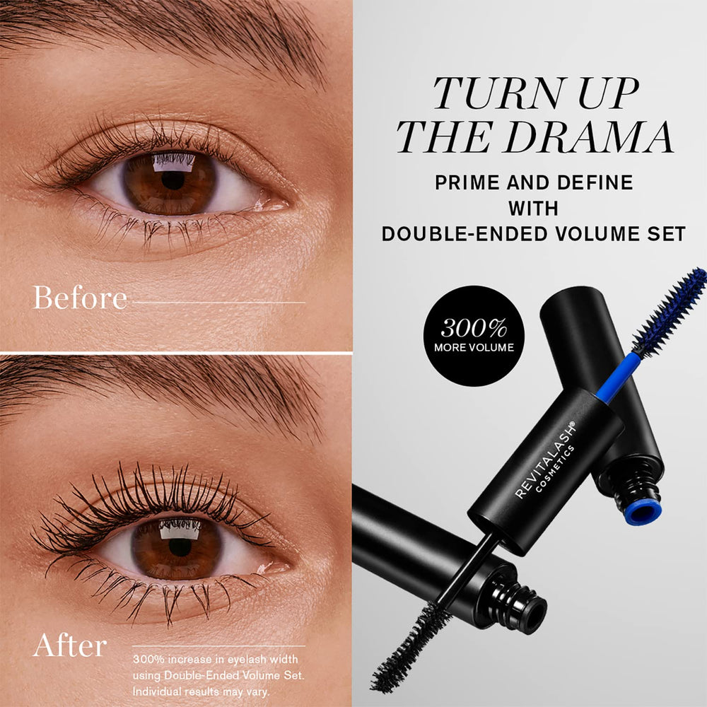 RevitaLash before and after lashes showing visible volume and separation