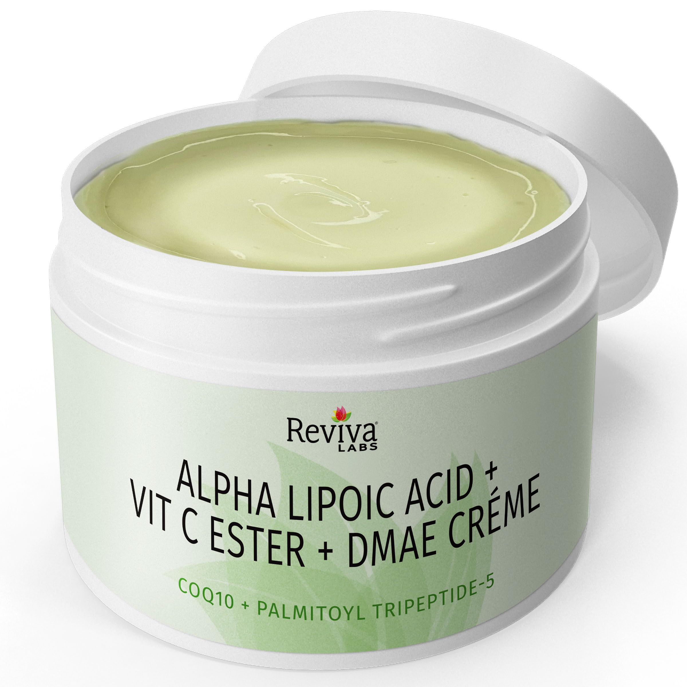 Reviva Labs DMAE Cream texture close-up reveals rich moisture and comfort.