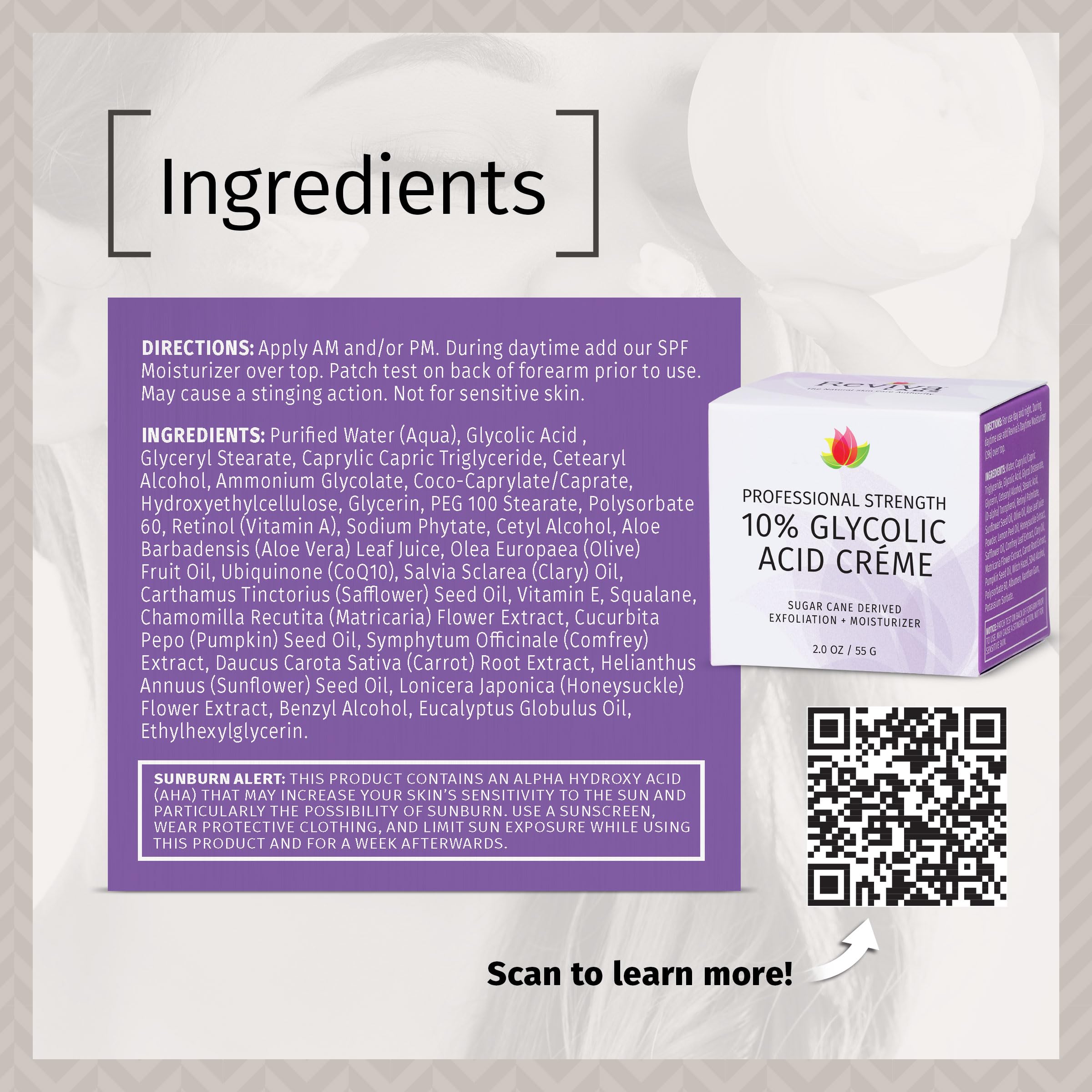 Reviva Labs paraben-free claim detail on packaging conveying skin-friendly formula
