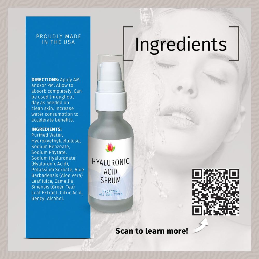 Reviva Labs serum on face image illustrates lightweight, non-oily hydration.