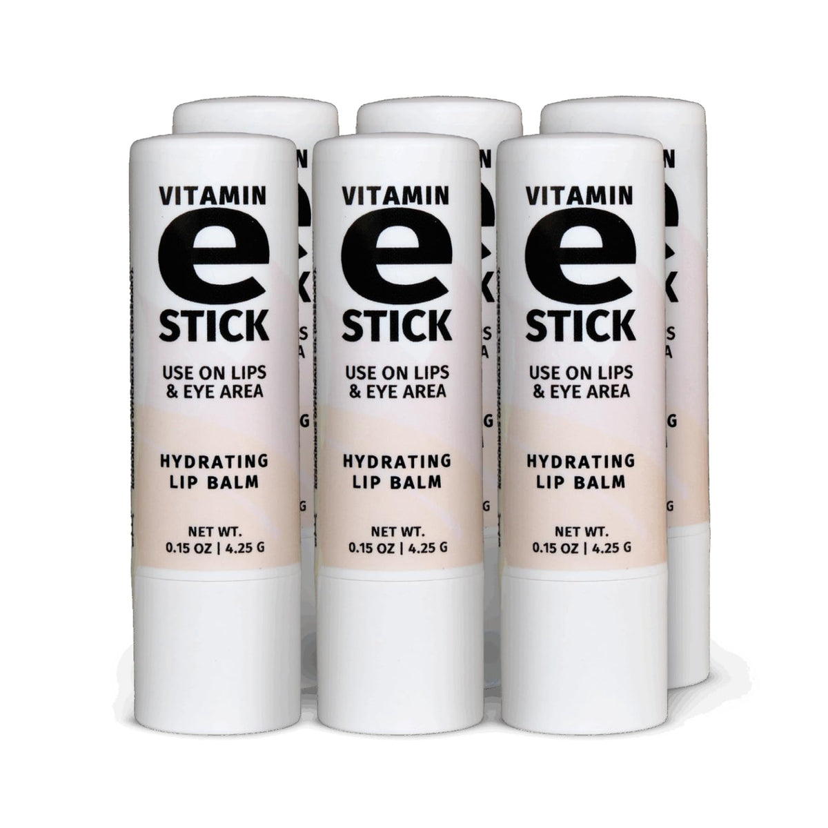 Reviva Labs Vitamin E Stick packaging closeup for on-the-go lip hydration.