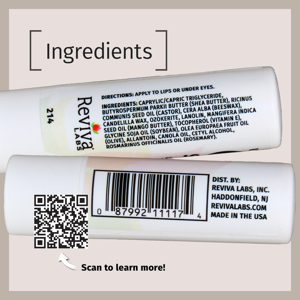 Reviva Labs Vitamin E Stick texture closeup showing lightweight formula.