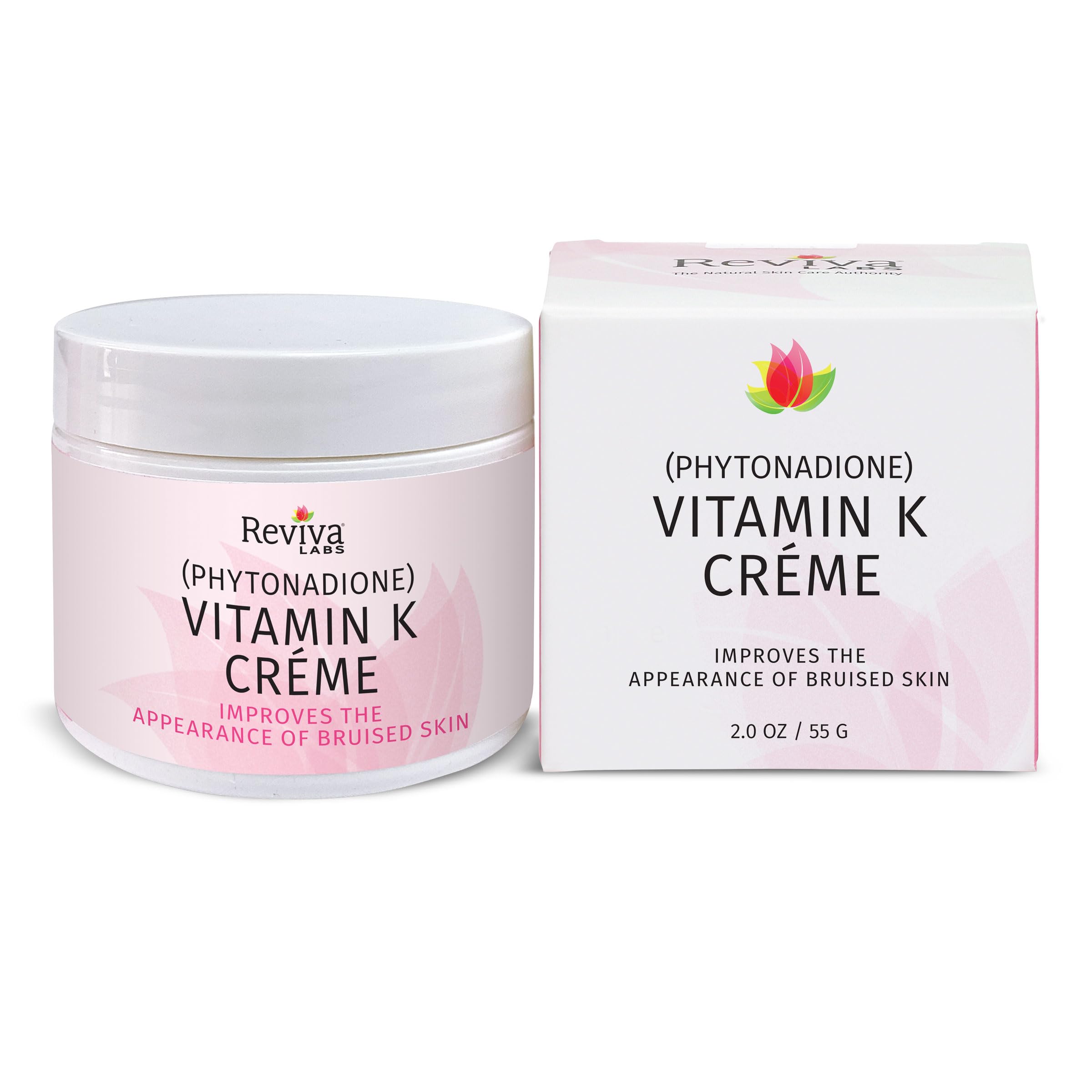 Reviva Labs Vitamin K Creme bruising bottle shows potential bruising appearance improvement