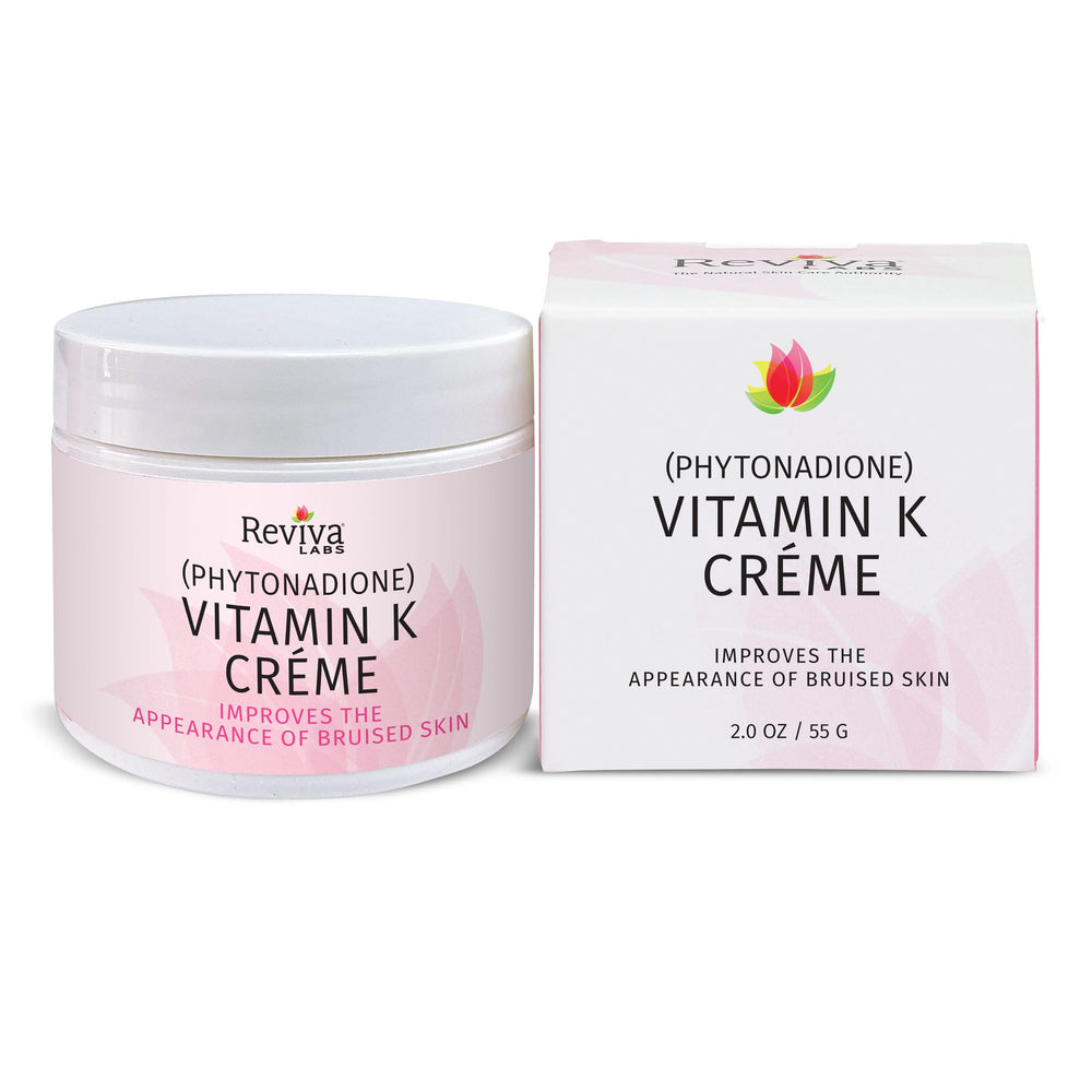 Reviva Labs Vitamin K Creme bruising bottle shows potential bruising appearance improvement