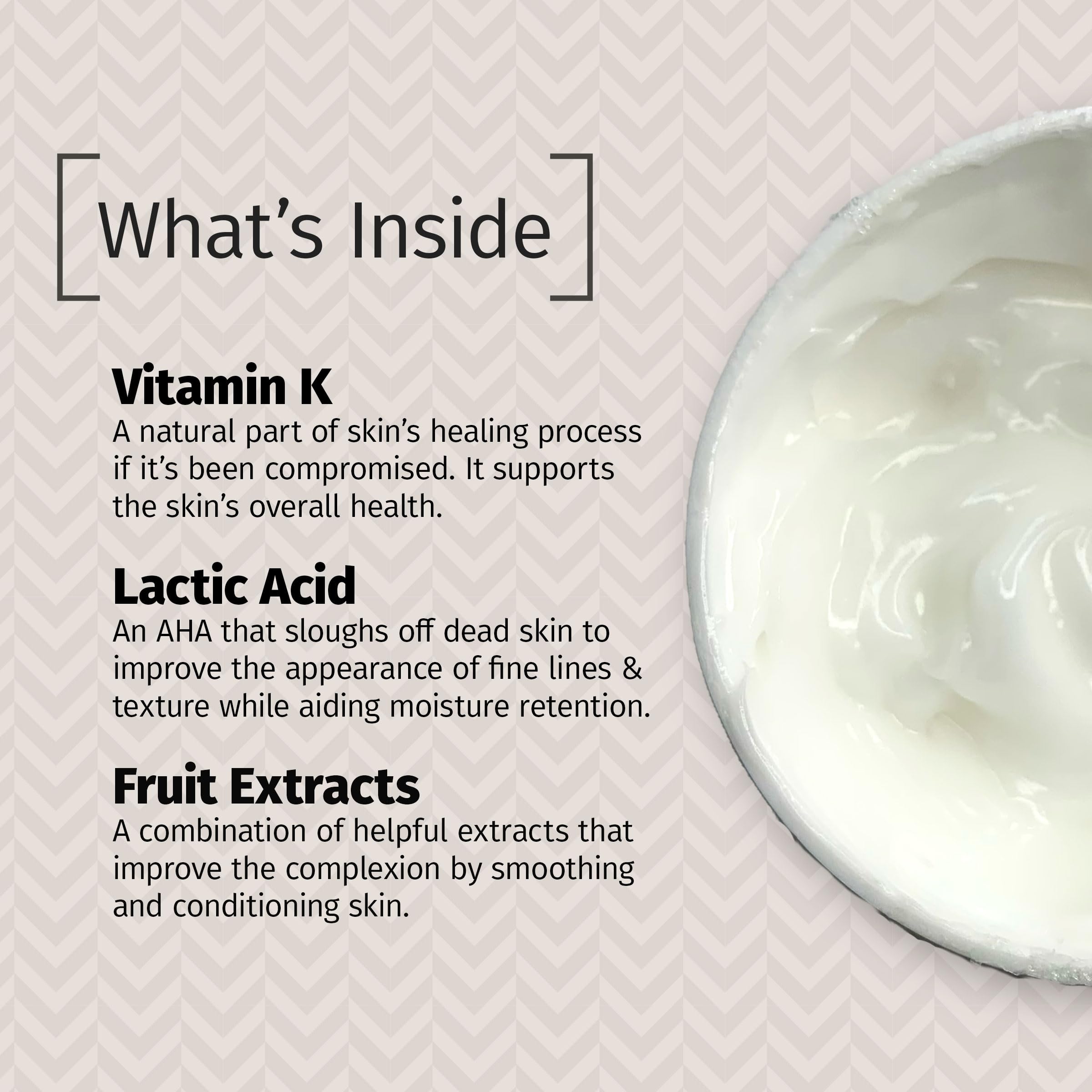 Reviva Labs Vitamin K Creme texture swatch communicates smooth, lightweight cream