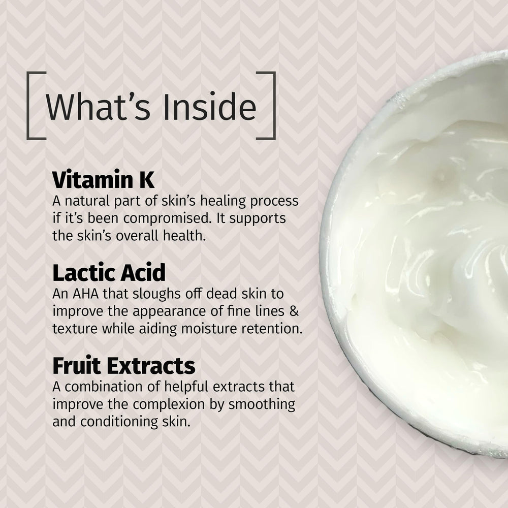 Reviva Labs Vitamin K Creme texture swatch communicates smooth, lightweight cream