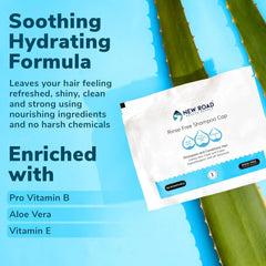 Revive Rinse-Free Shampoo Cap on head demonstrates no-water cleansing convenience