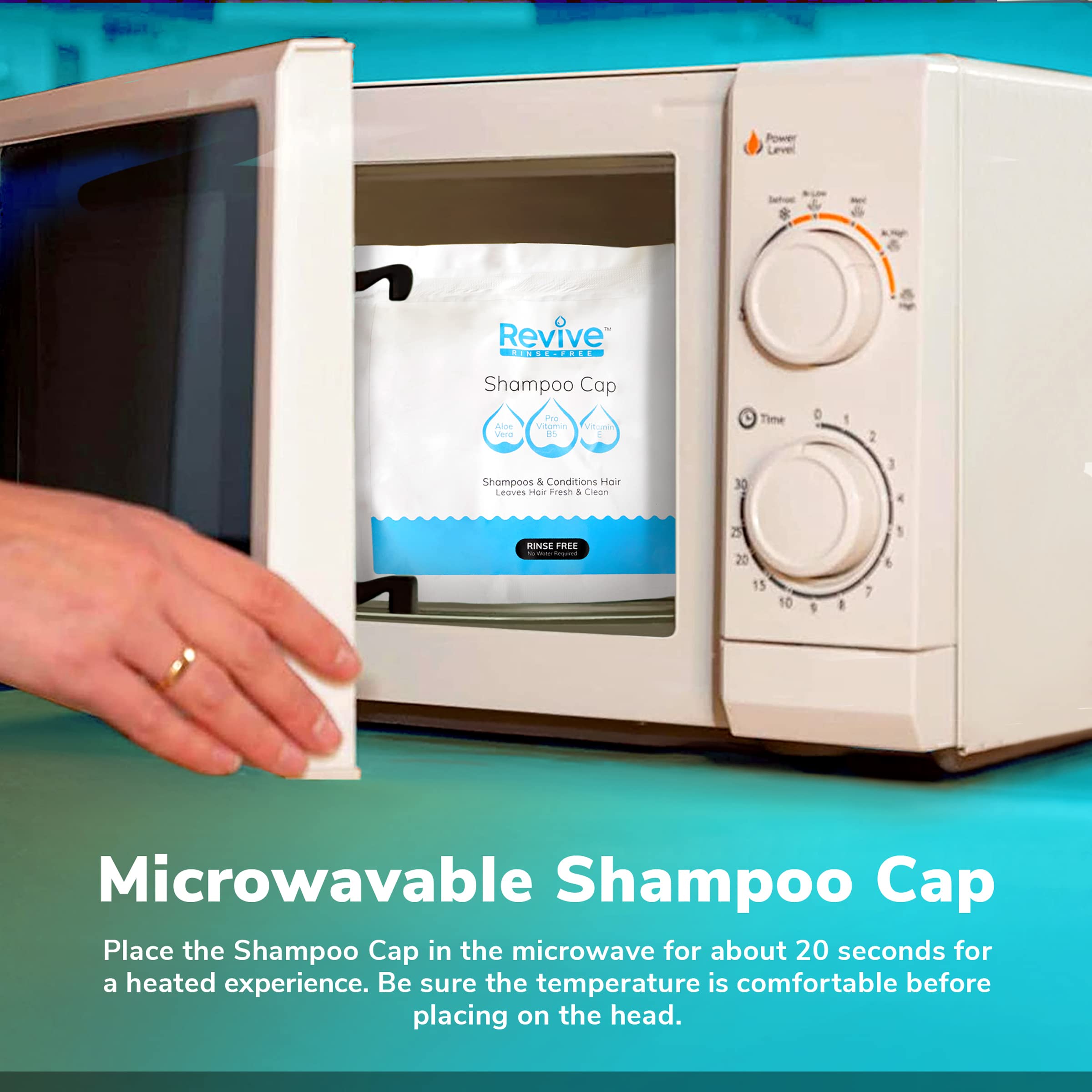 Revive Rinse-Free Shampoo Cap used during travel or camping for easy cleansing