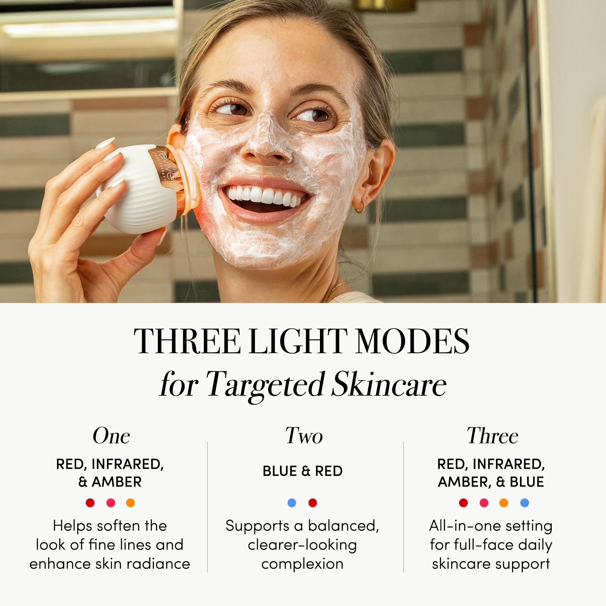 Revive Lux Soniqué Mini LED activation highlights blue and red light therapy options