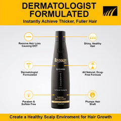 Revivogen MD Bio-Cleansing Shampoo ingredients highlighted for natural DHT blocking.