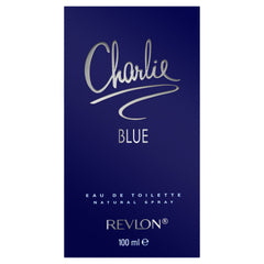 Revlon Charlie Blue bottle side angle highlights classic design.