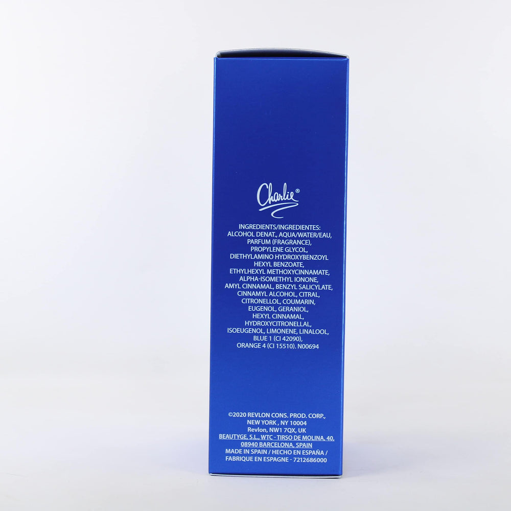 REVLON Charlie Blue Natural Spray nozzle close-up showing fine mist