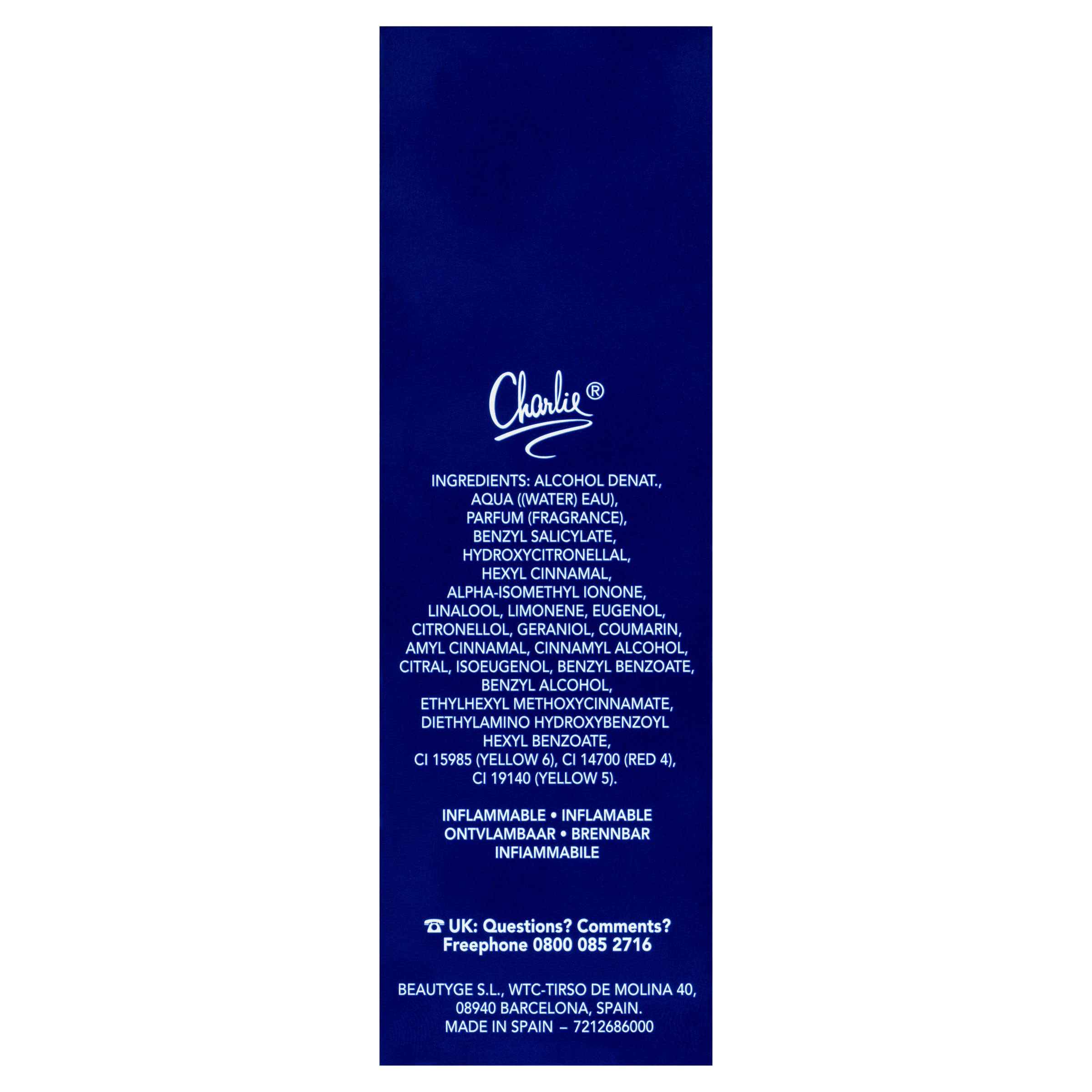 Revlon Charlie Blue spray-action demonstrates even application.