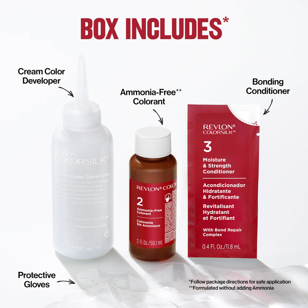 Revlon ColorSilk glossy finish after color suggests salon-quality shine