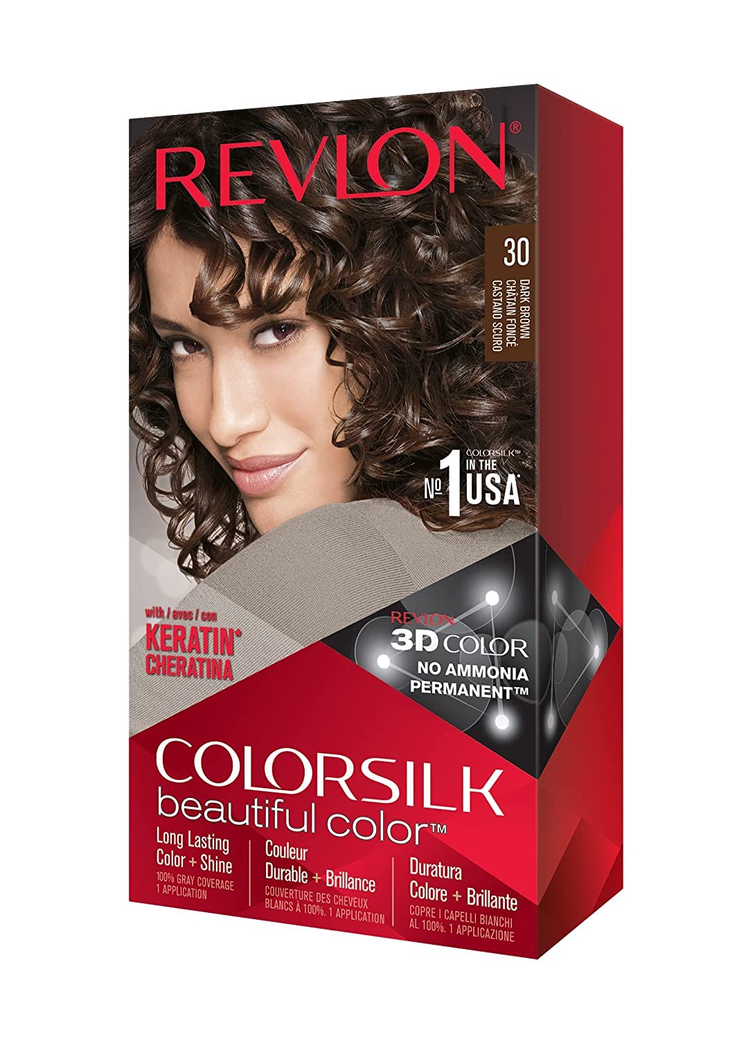 Revlon ColorSilk hair color 30 Dark Brown quality-shine finish