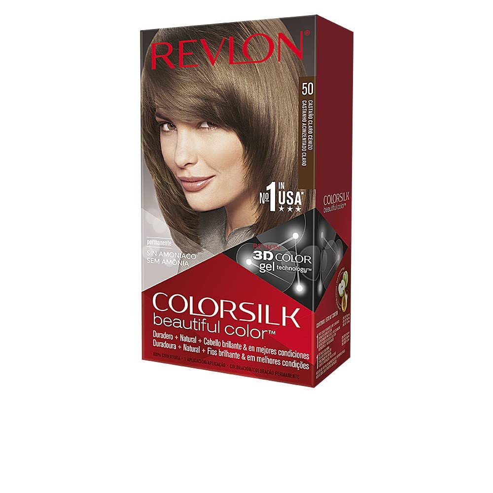Revlon ColorSilk Light Ash Brown 3-pack hair color for natural-looking shade and conditioning