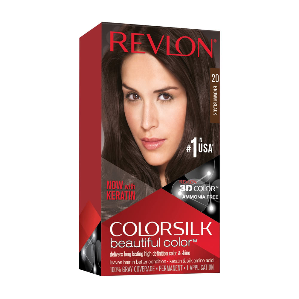 REVLON ColorSilk 20 Brown Black on model showing natural, deep finish