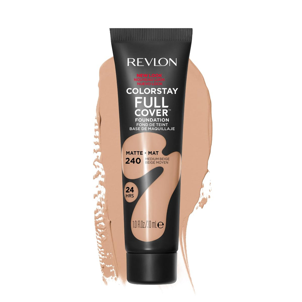 Revlon ColorStay foundation on skin shows 24-hour matte wear.