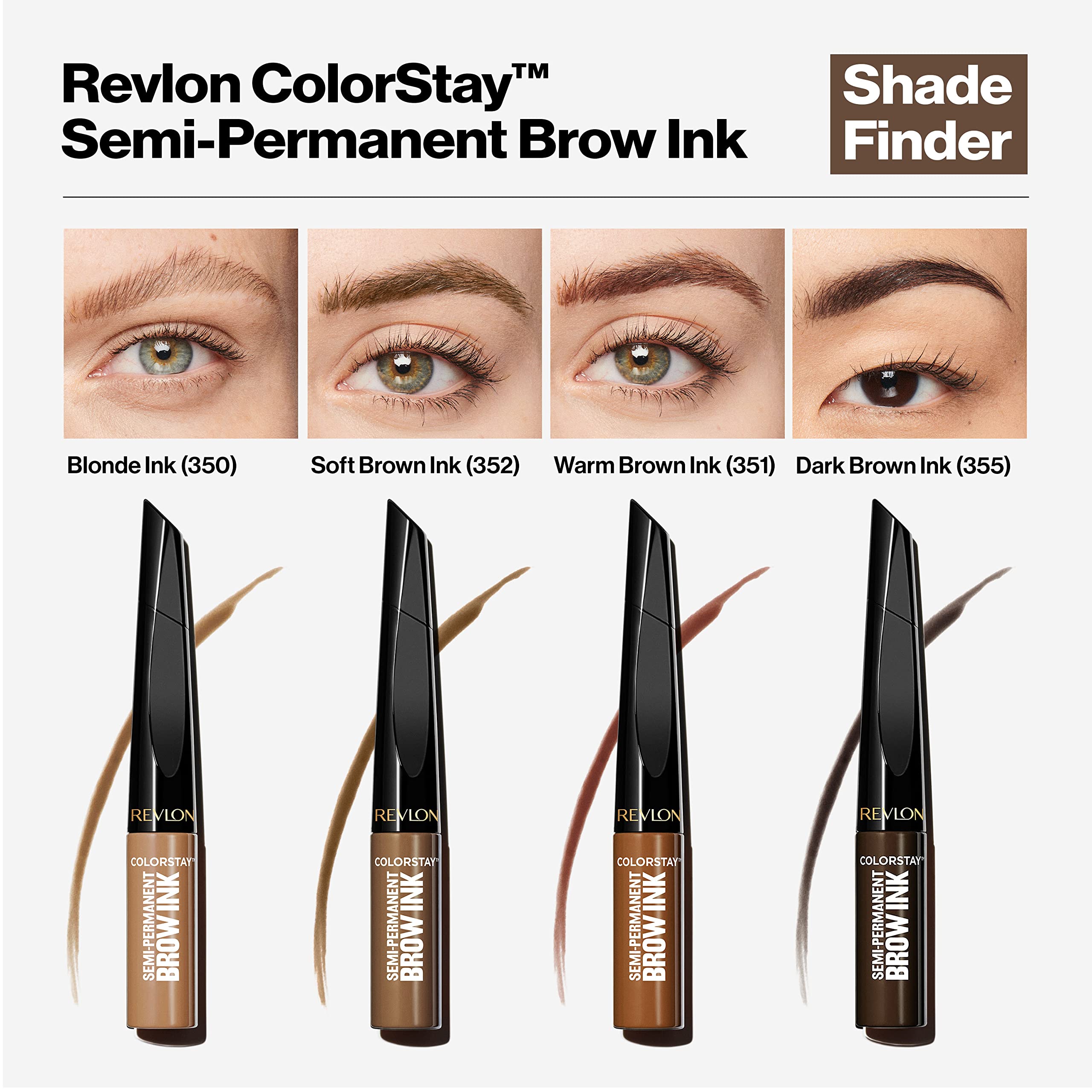 Revlon ColorStay Brow Ink packaging shows sleek design and shade options.