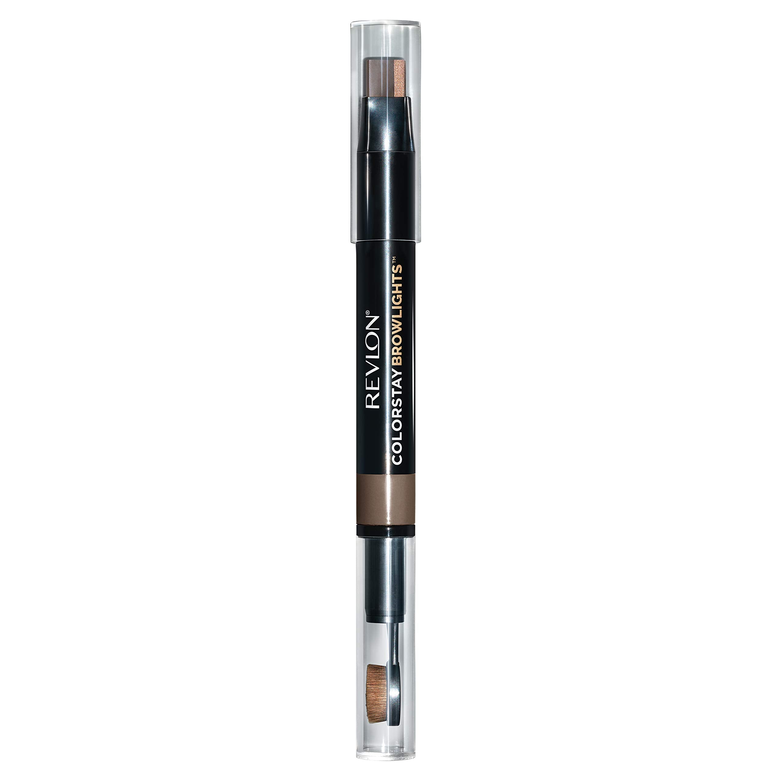 Revlon ColorStay BrowLights pencil tube shows dual-ended design for natural brow color and highlight.