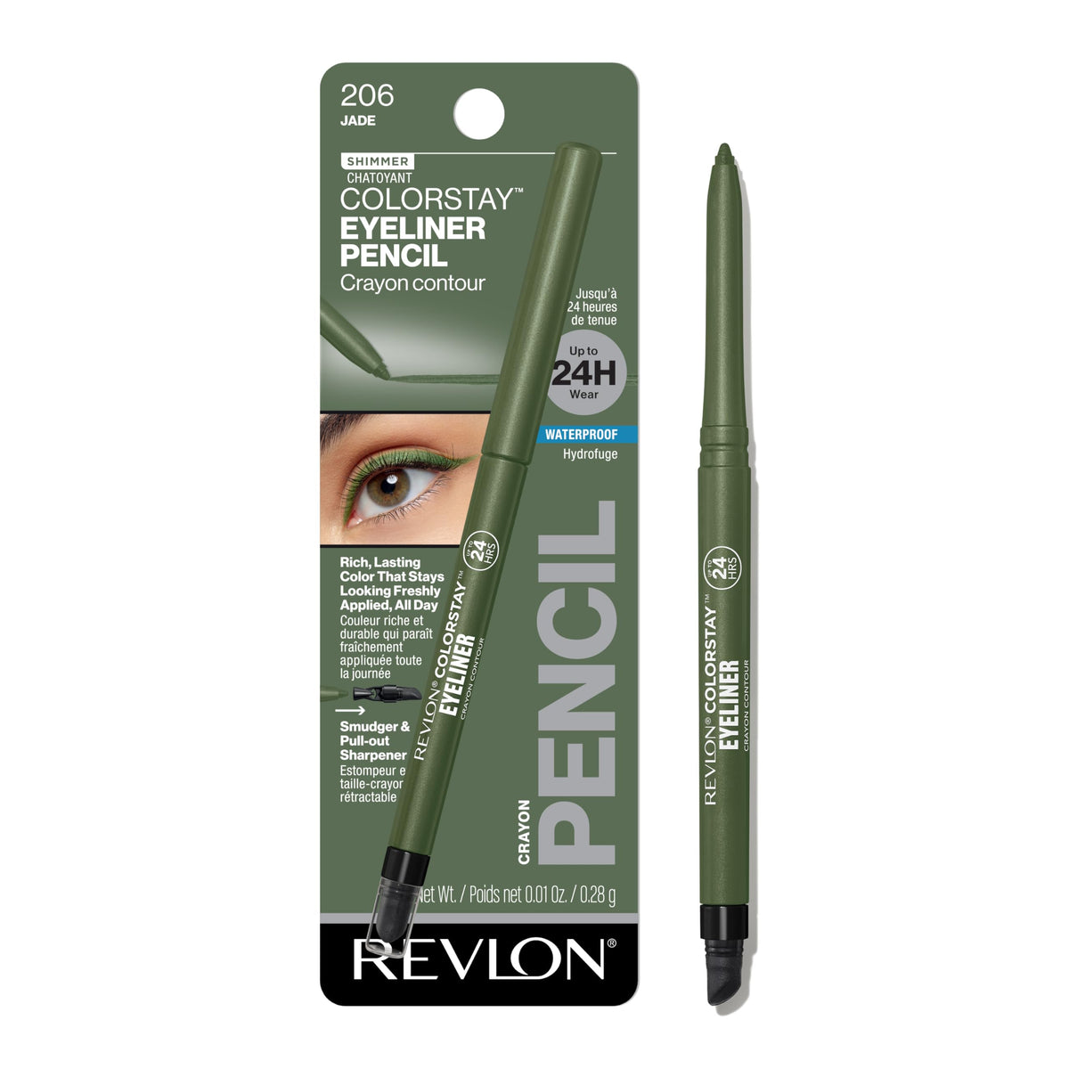 Revlon ColorStay Eyeliner Jade closeup with rich pigment for all-day wear