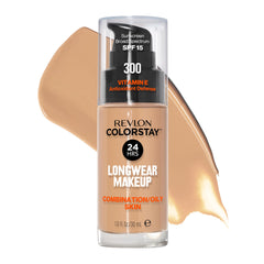 Revlon ColorStay foundation bottle with pump for smooth, long-lasting coverage.