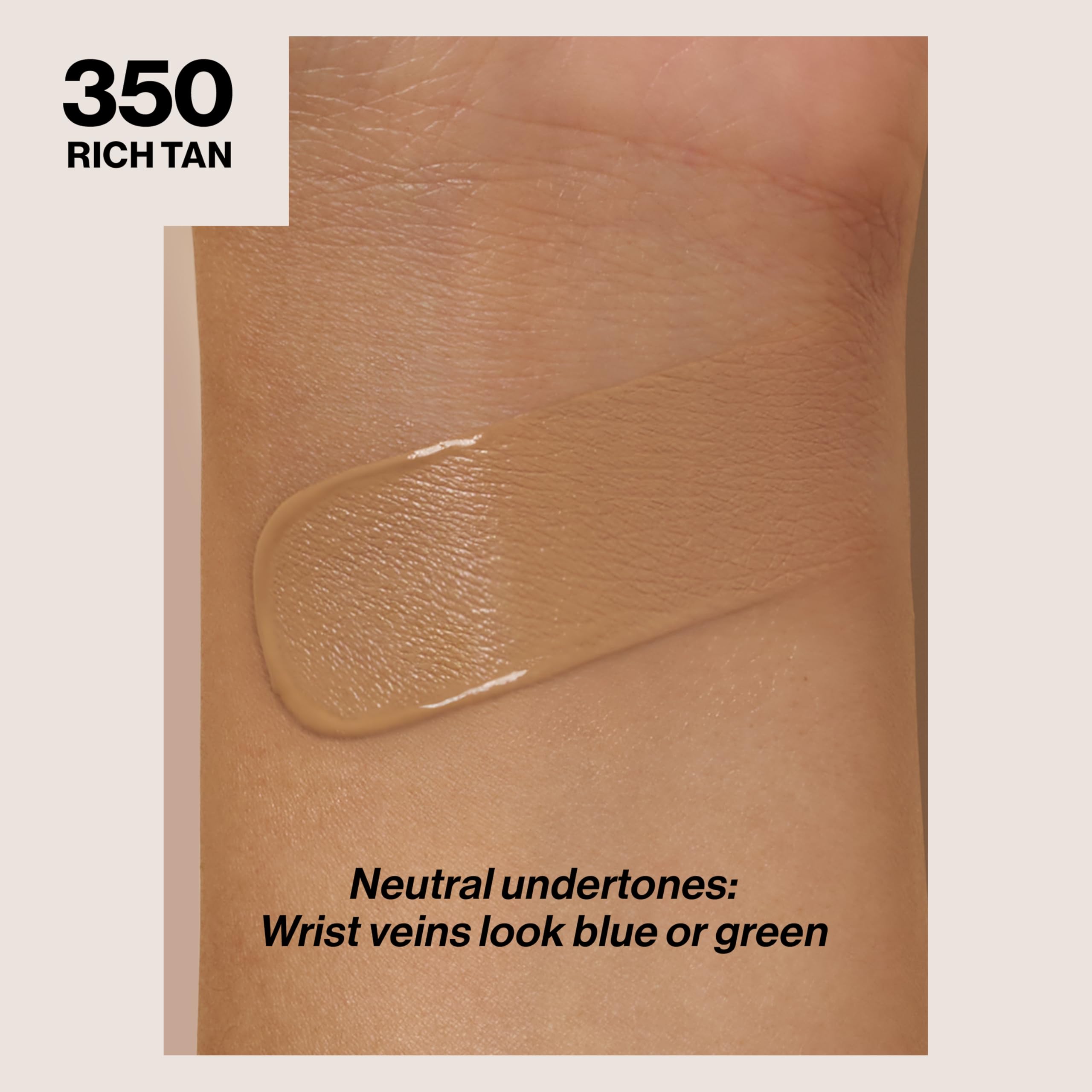 Revlon ColorStay rich tan swatches on arm for shade match