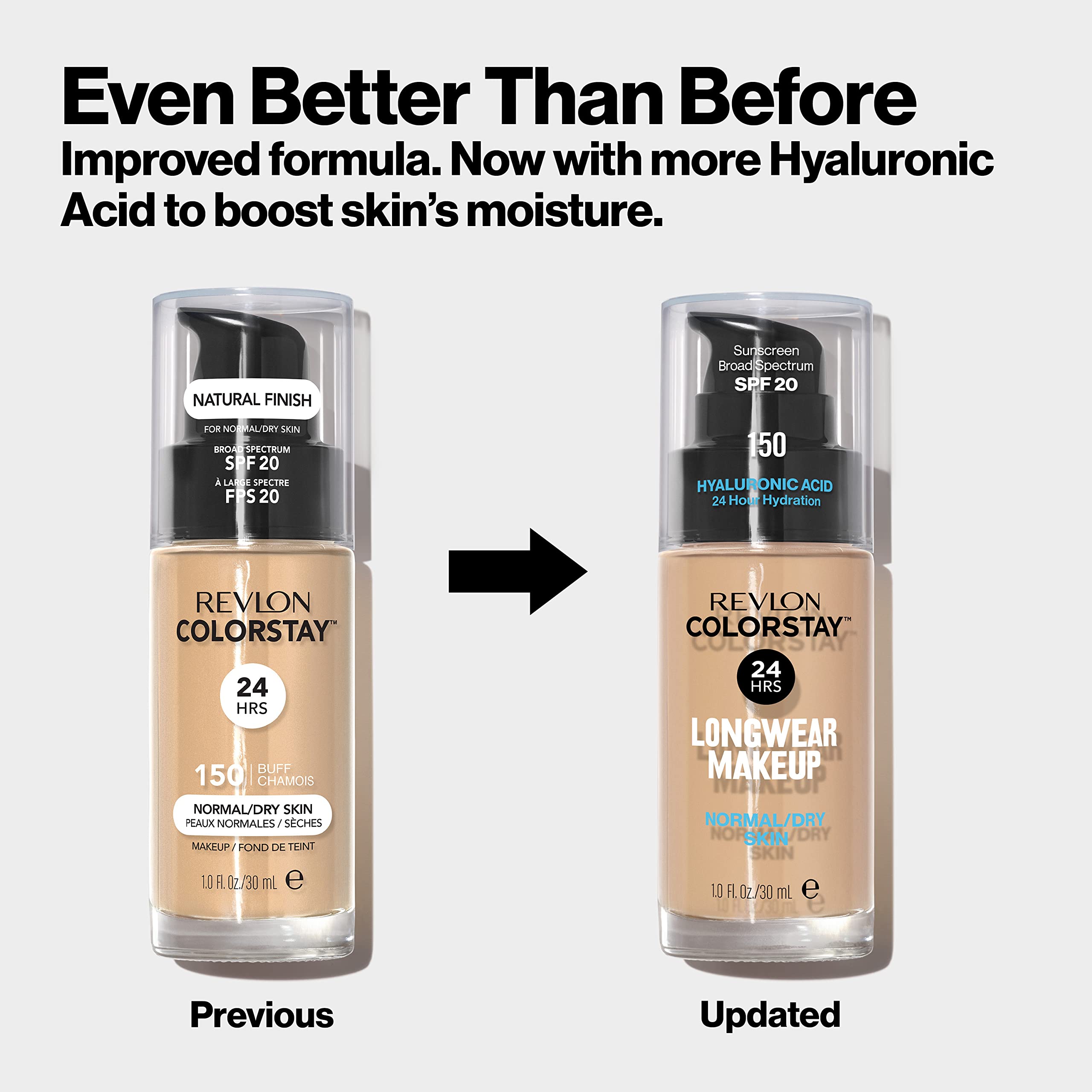 Revlon ColorStay bottle among different skin tones illustrating shade range