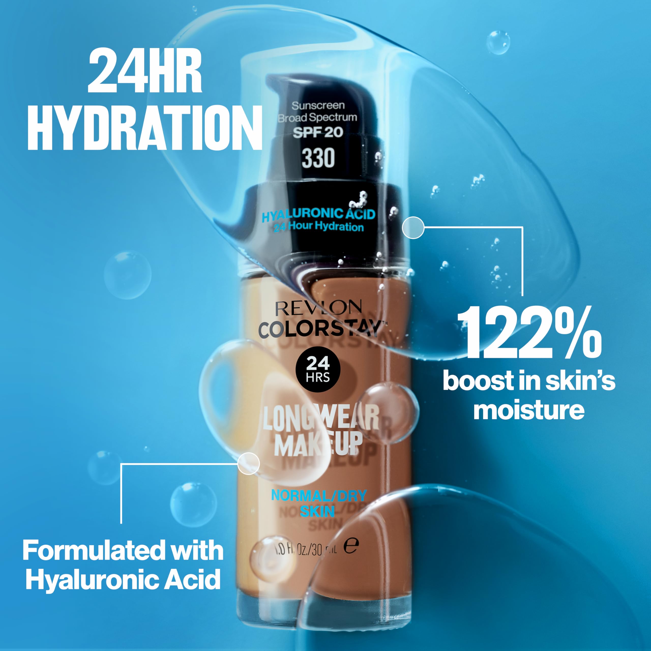 Close-up of texture and smooth application of Revlon ColorStay foundation