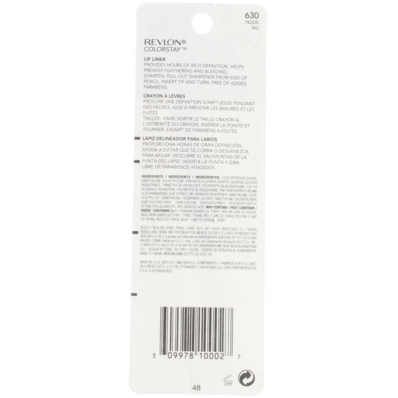 Revlon ColorStay Lip Liner SoftFlex Nude 630 tip application demonstrates precise lining