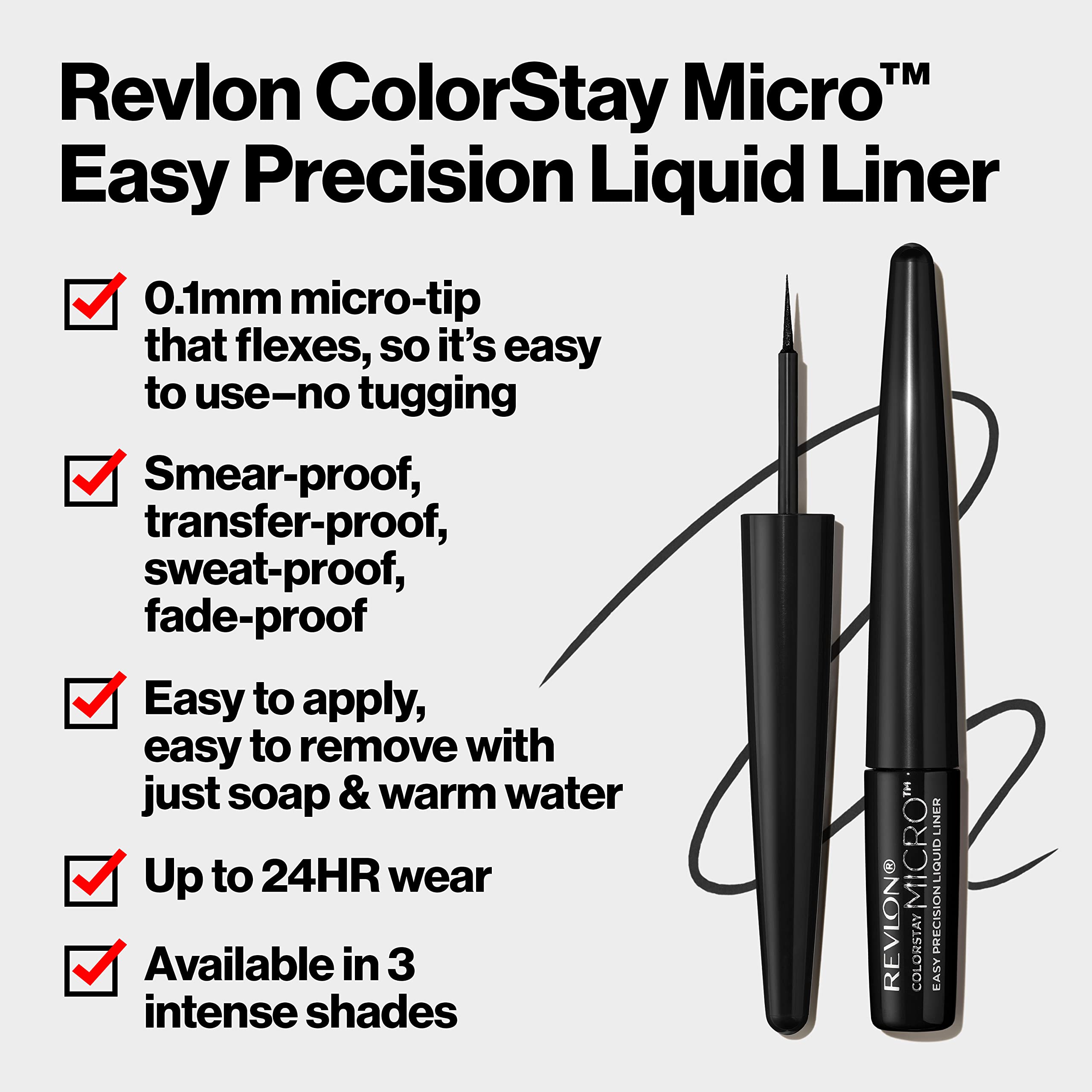 REVLON ColorStay Micro Easy Precision Liquid Eyeliner smudge-proof formula keeps liner in place through day activities