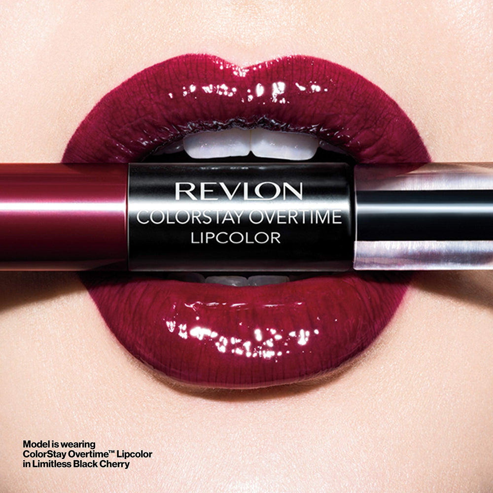 Revlon ColorStay Overtime Lip Color Stay Currant packaged tube showcases premium branding and travel-friendly design