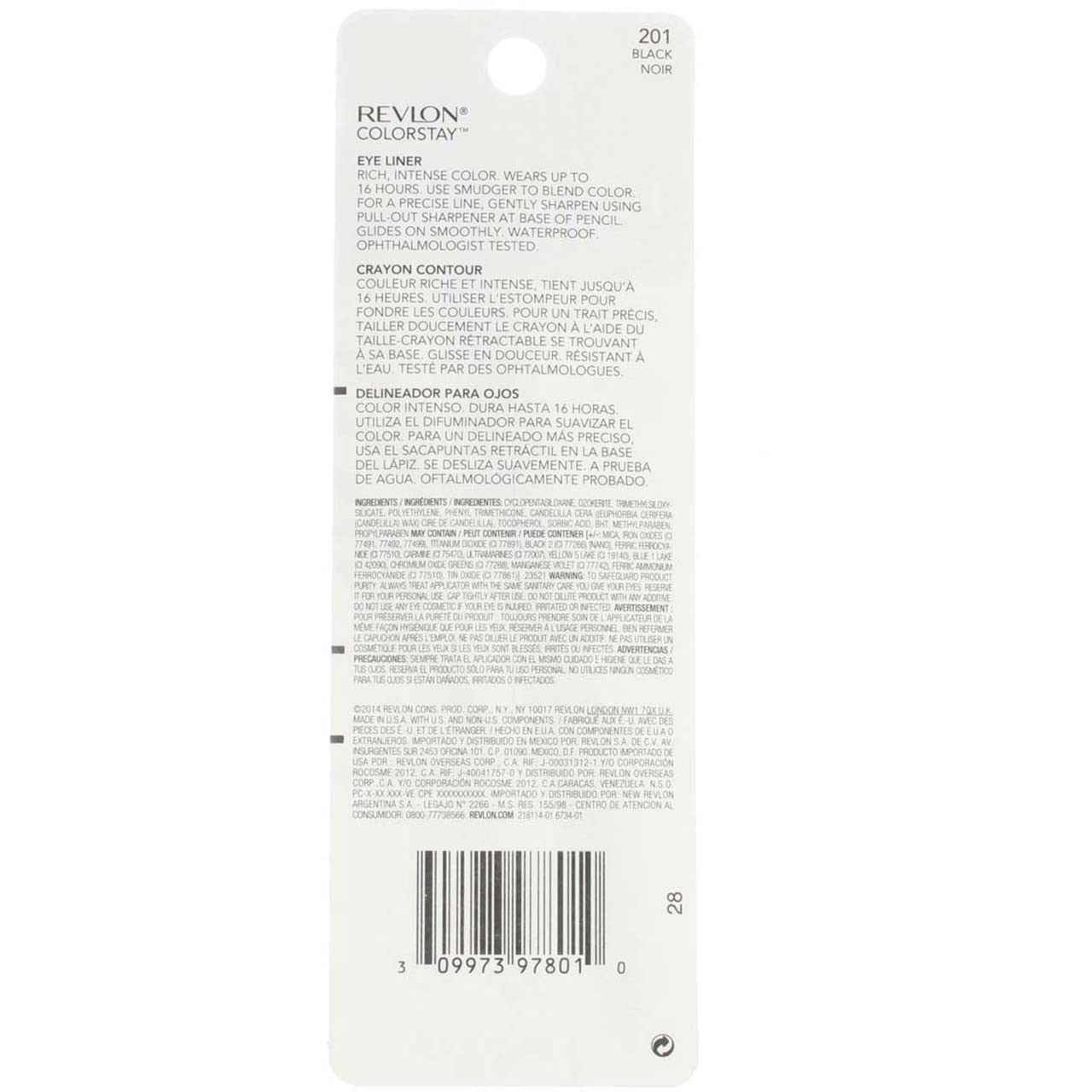 REVLON ColorStay Pencil Waterproof Eyeliner 16-hour wear stays defined.