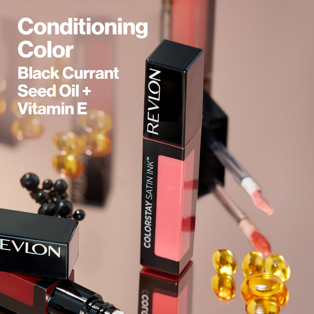 REVLON ColorStay Satin Ink color swatches display 21 vivid shades
