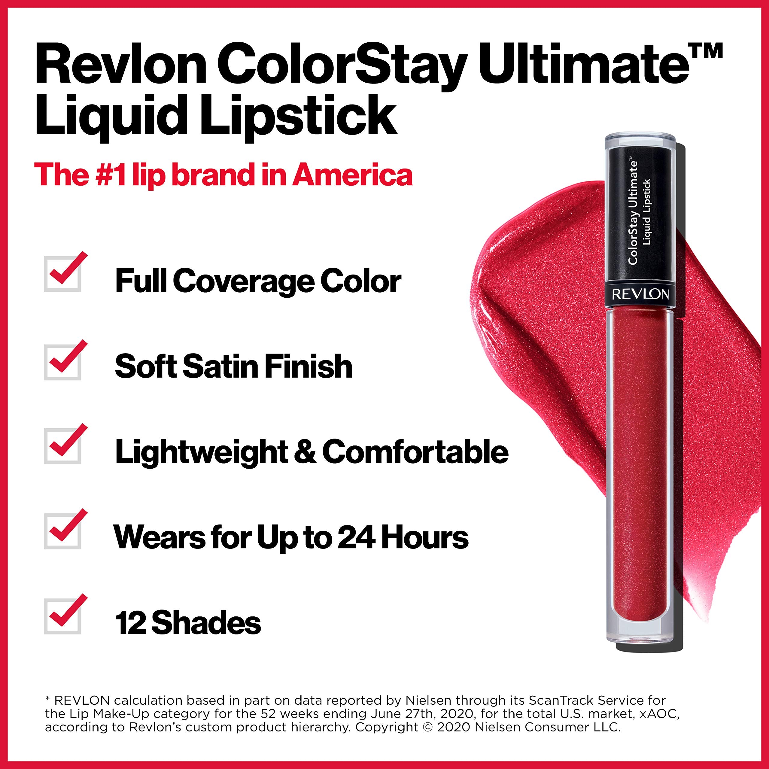 REVLON ColorStay 24hr wear swatch demonstrates transfer-resistant lip color.