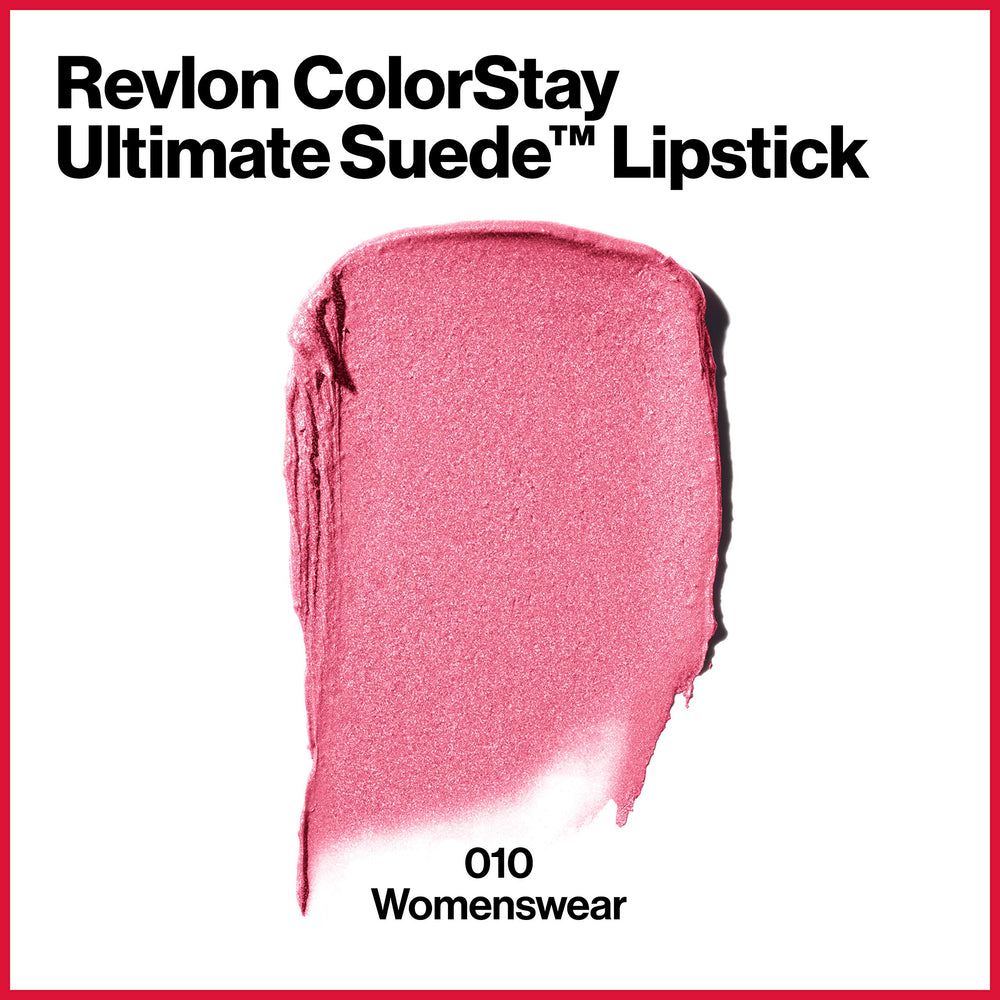 Revlon ColorStay Ultimate Suede Lipstick 010 longwear test shows lasting color.