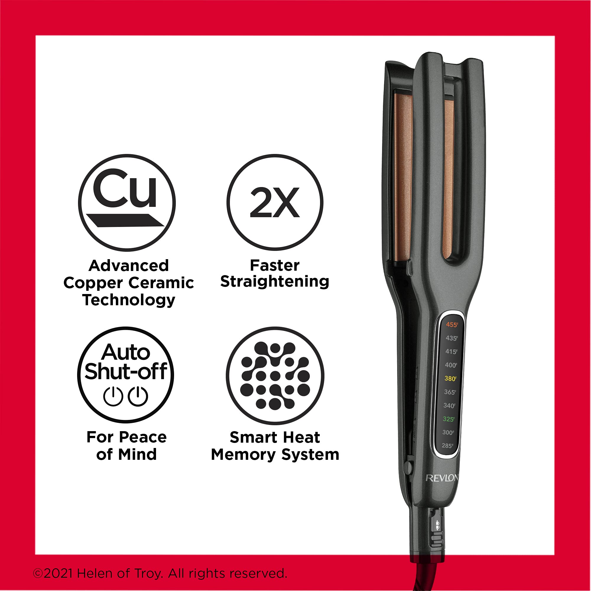 REVLON Double Straight auto shut-off highlights safety and convenience after styling