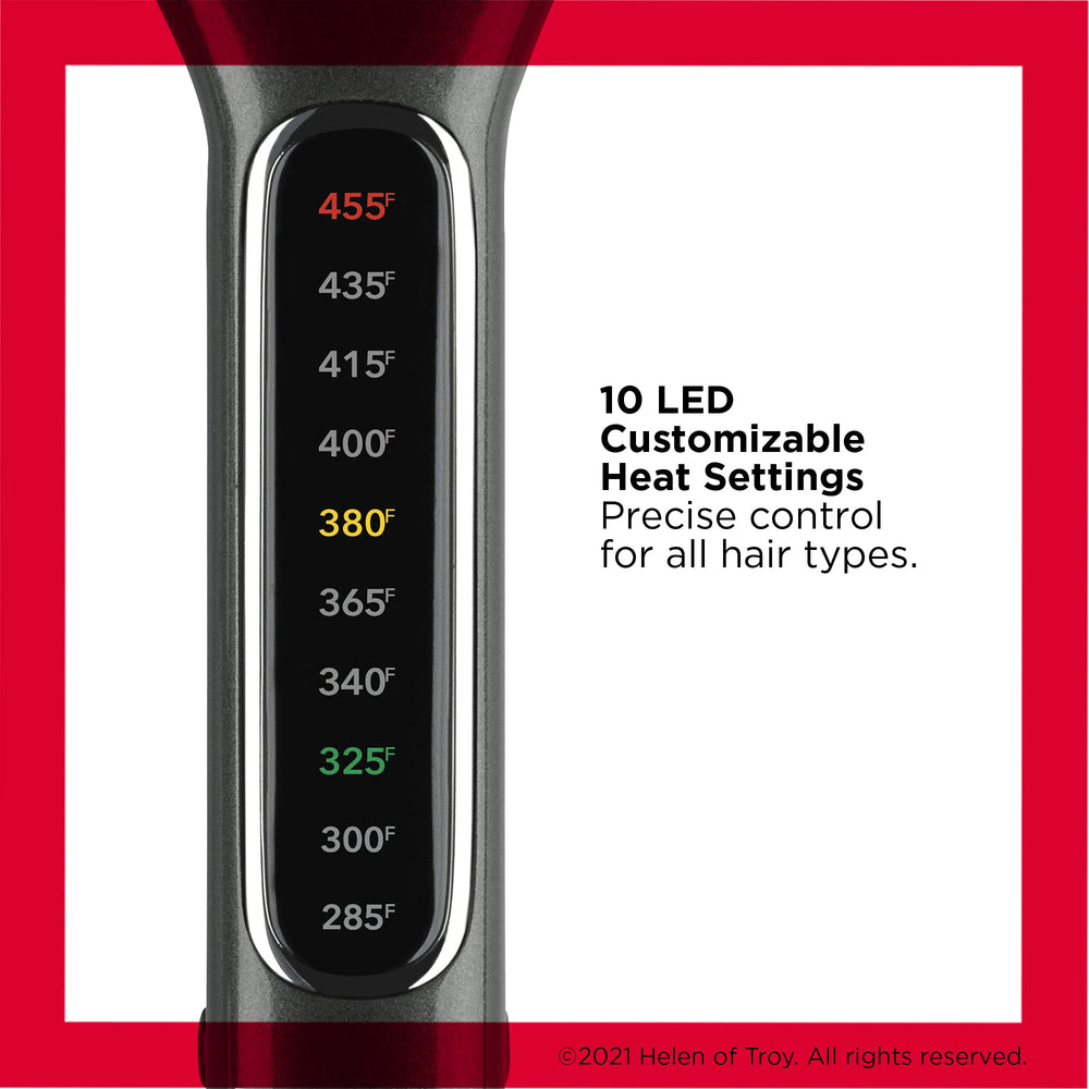 REVLON Double Straight LED display shows heat up to 455F for precise control