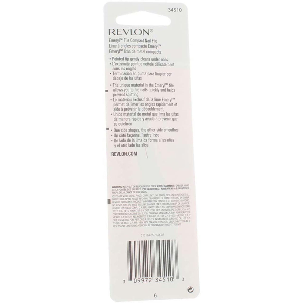 Revlon Emeryl File dual-sided design shapes and smooths nails efficiently.