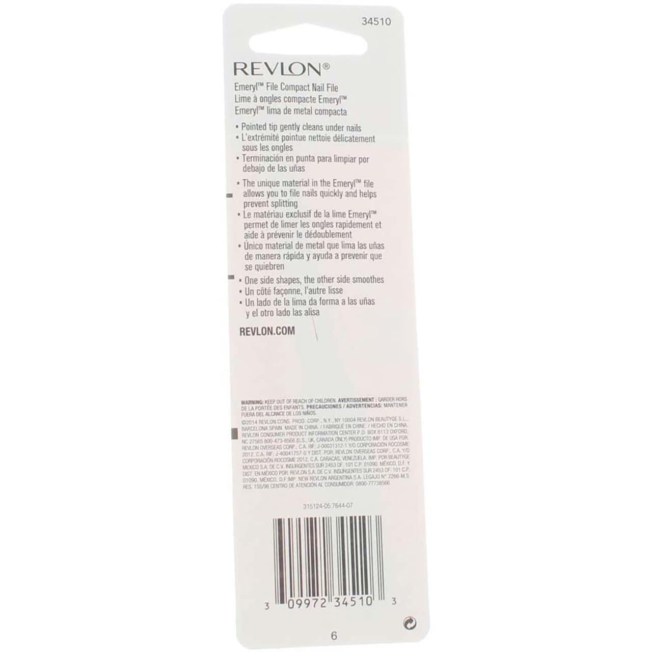 Revlon Emeryl File softly pointed tip cleans under nails for quick care.