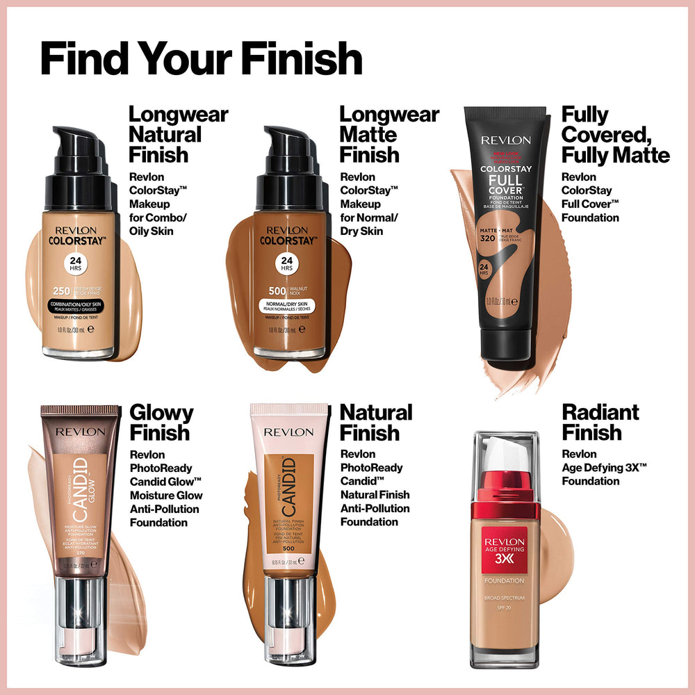 Revlon ColorStay full-coverage velvety texture on model's cheek