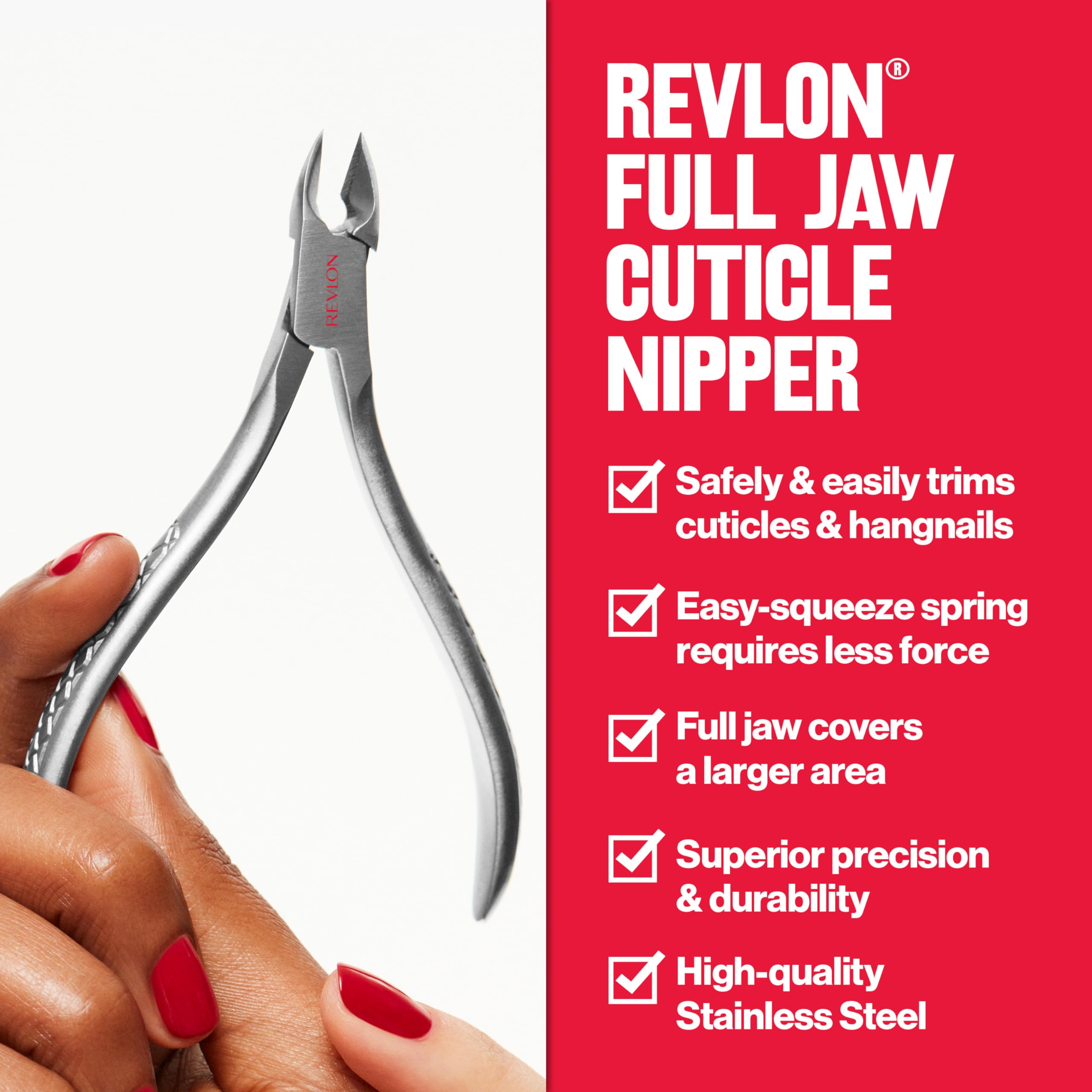 Revlon Full Jaw Cuticle Nipper wide surface for efficient cuticle area coverage
