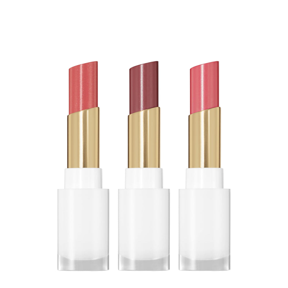 Revlon Glass Shine Balm Honey Shine swatch showing sheer color with glassy shine for hydrated lips.